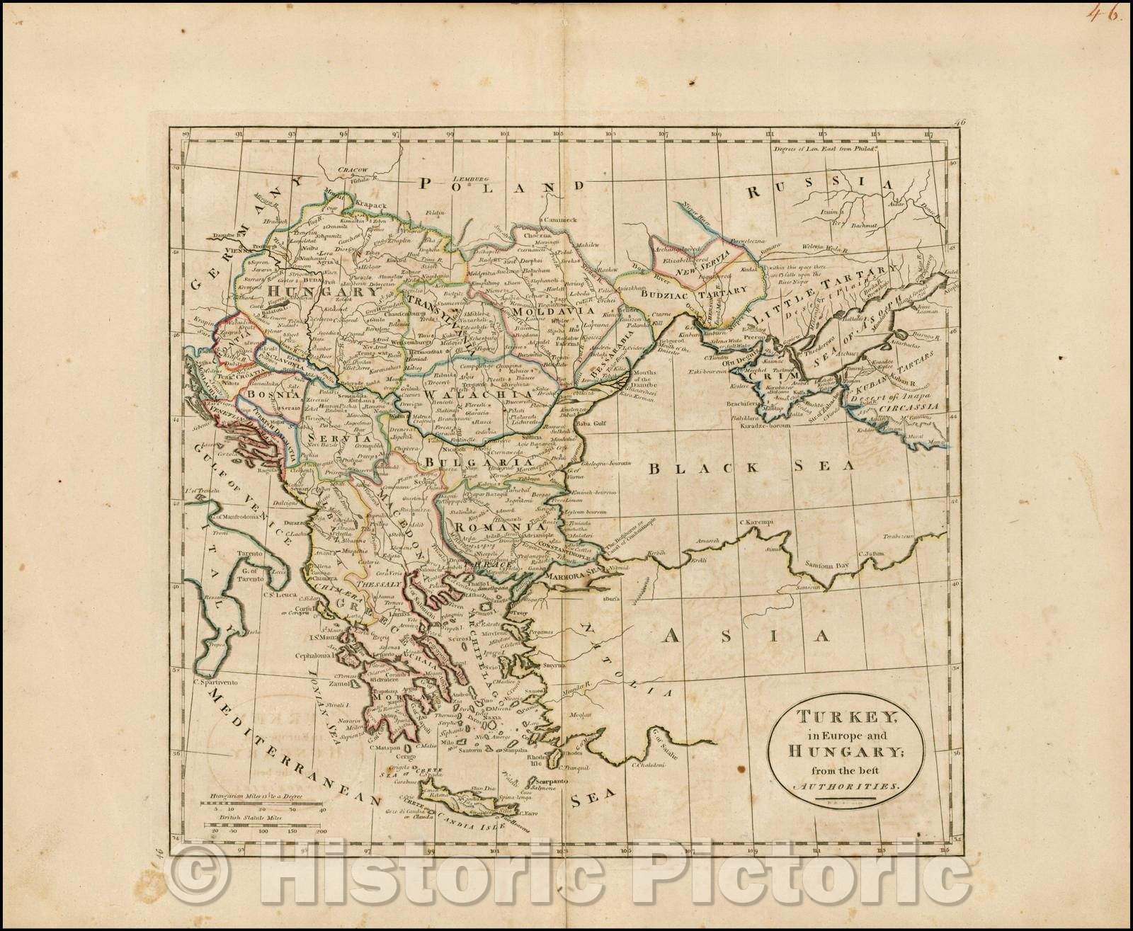 Historic Map - Turkey in Europe and Hungary; from the best Authorities, 1785, William Guthrie - Vintage Wall Art