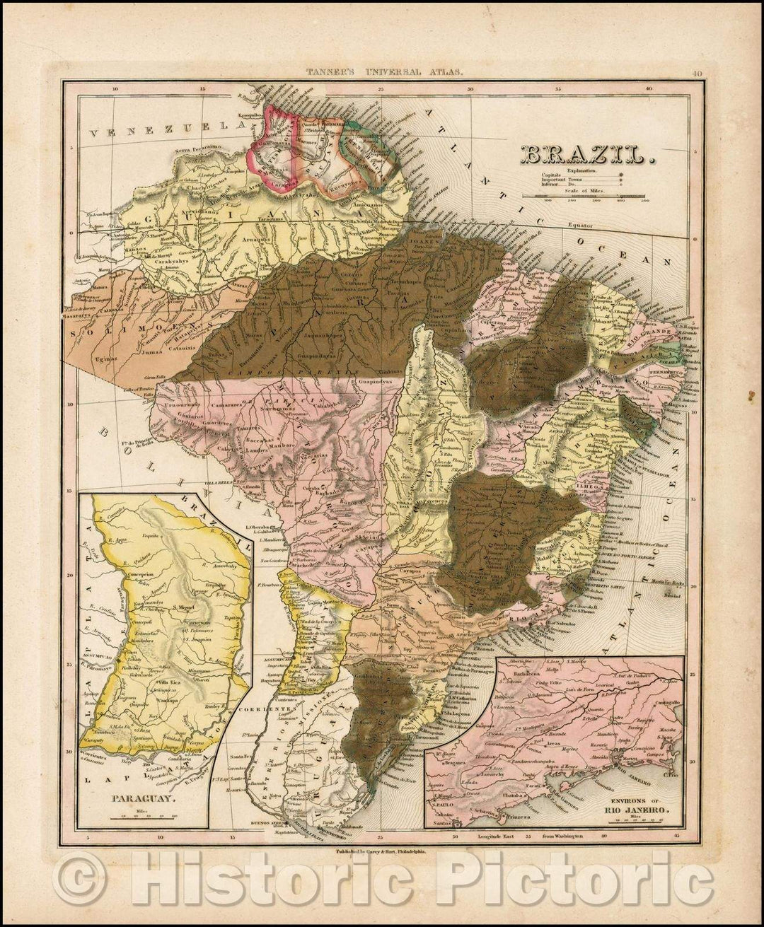 Historic Map - Brazil, 1836, Henry Schenk Tanner - Vintage Wall Art