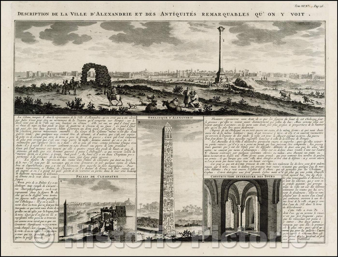 Historic Map - Ville d'Alexandrie :: Panoramic View of the great Egyptian port city of Alexandria, 1719 - Vintage Wall Art