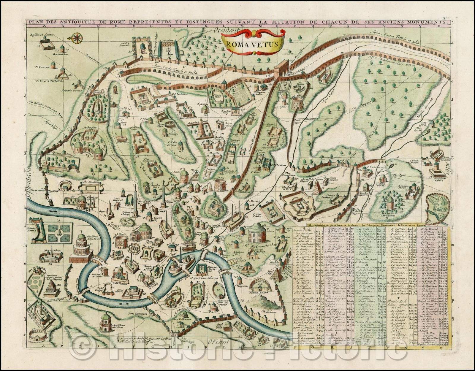 Historic Map - Roma Vetus - Plan Des Antiquitez De Rome Representes Et Distingues Suiva :: Roma Vetus - Of Antiquitez From Rome, 1719 - Vintage Wall Art