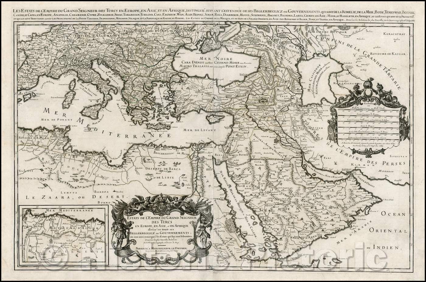 Historic Map - Estats De L'Empre Du Grand Seigneur Des Turcs En Europe, En Asie, et En Afrique divise en toutes se Beglerbeglic, our Gouvernement, 1689 - Vintage Wall Art