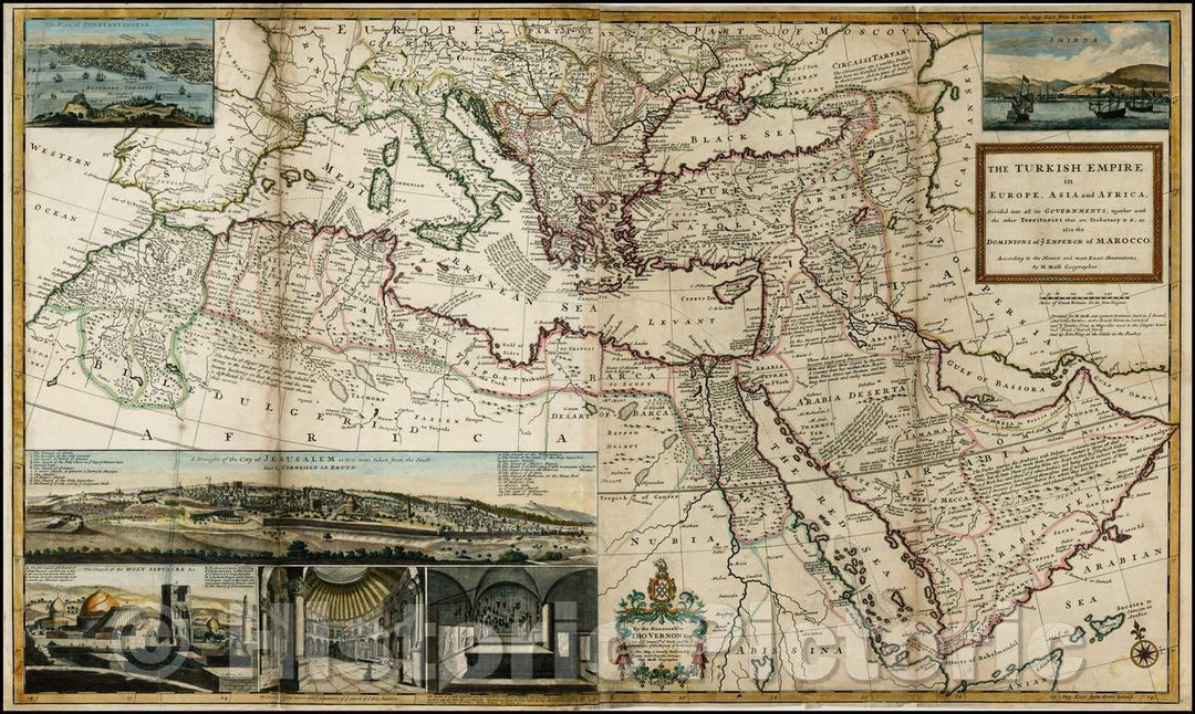 Historic Map - The Turkish Empire in Europe, Asia and Africa, Dividid into all its Governments, together with the other Territories that are Tributary to it, 1720 v1