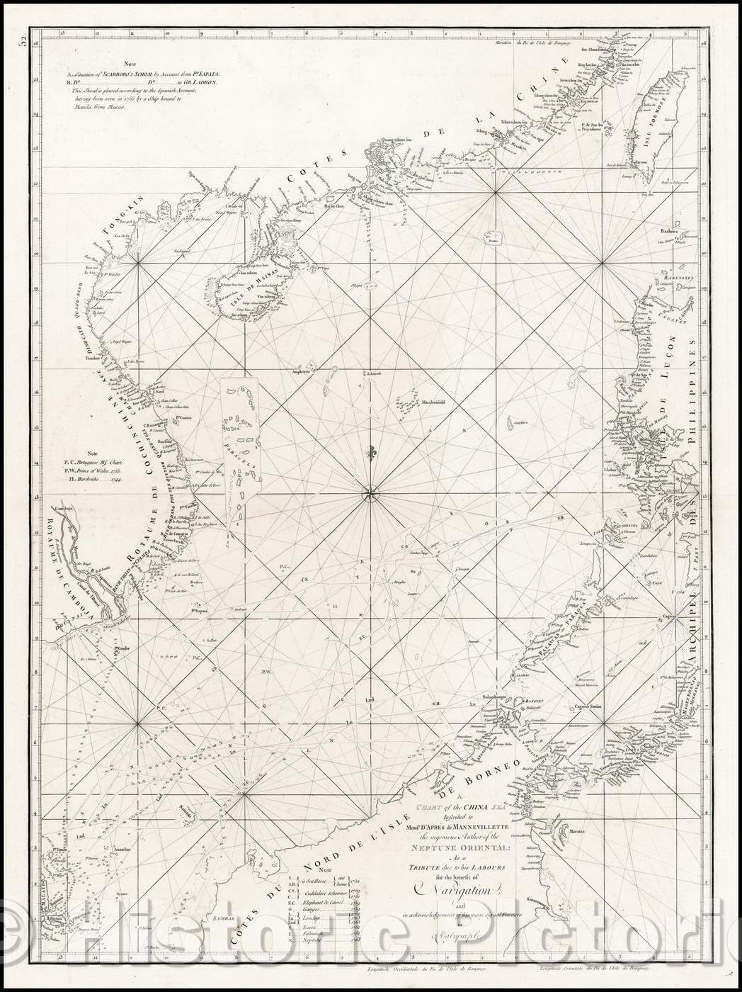 Historic Map - A Chart of the China Sea Inscribed to Monsr. d'Apres de Mannevillette the Ingenious Author of the Neptune Oriental: 1770 - Vintage Wall Art