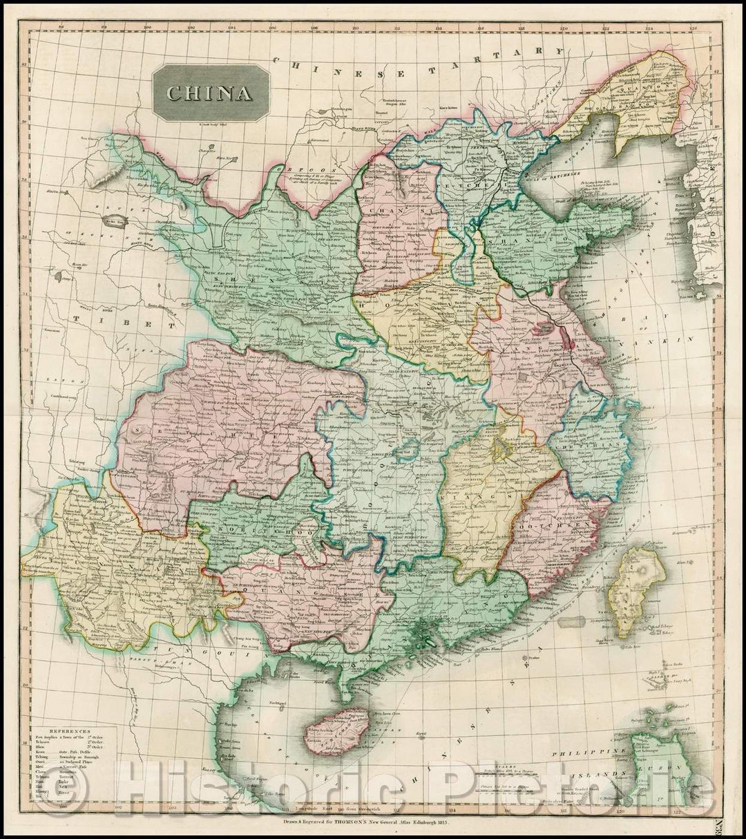 Historic Map - China, 1829, John Thomson - Vintage Wall Art