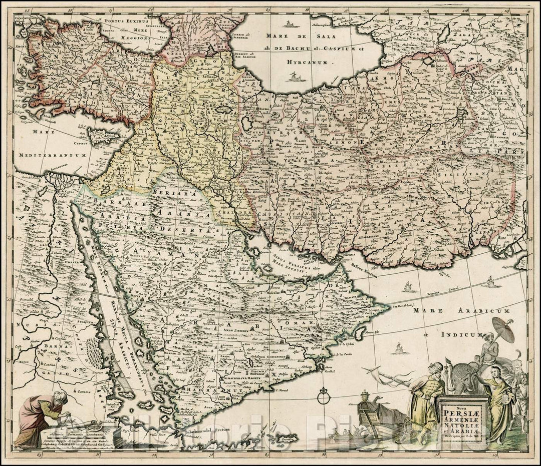 Historic Map - Nova Persiae Armeniae Natoliae et Arabiae shows Cyprus, 1680, Frederick De Wit v2