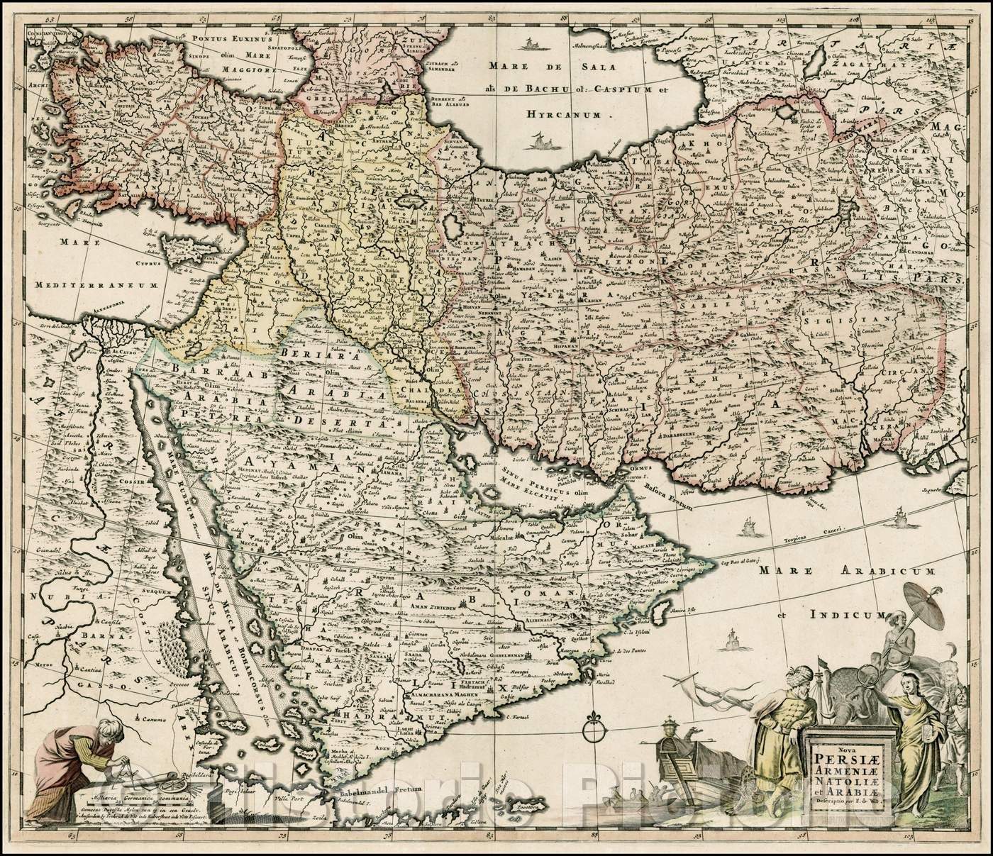 Historic Map - Nova Persiae Armeniae Natoliae et Arabiae shows Cyprus, 1680, Frederick De Wit v2