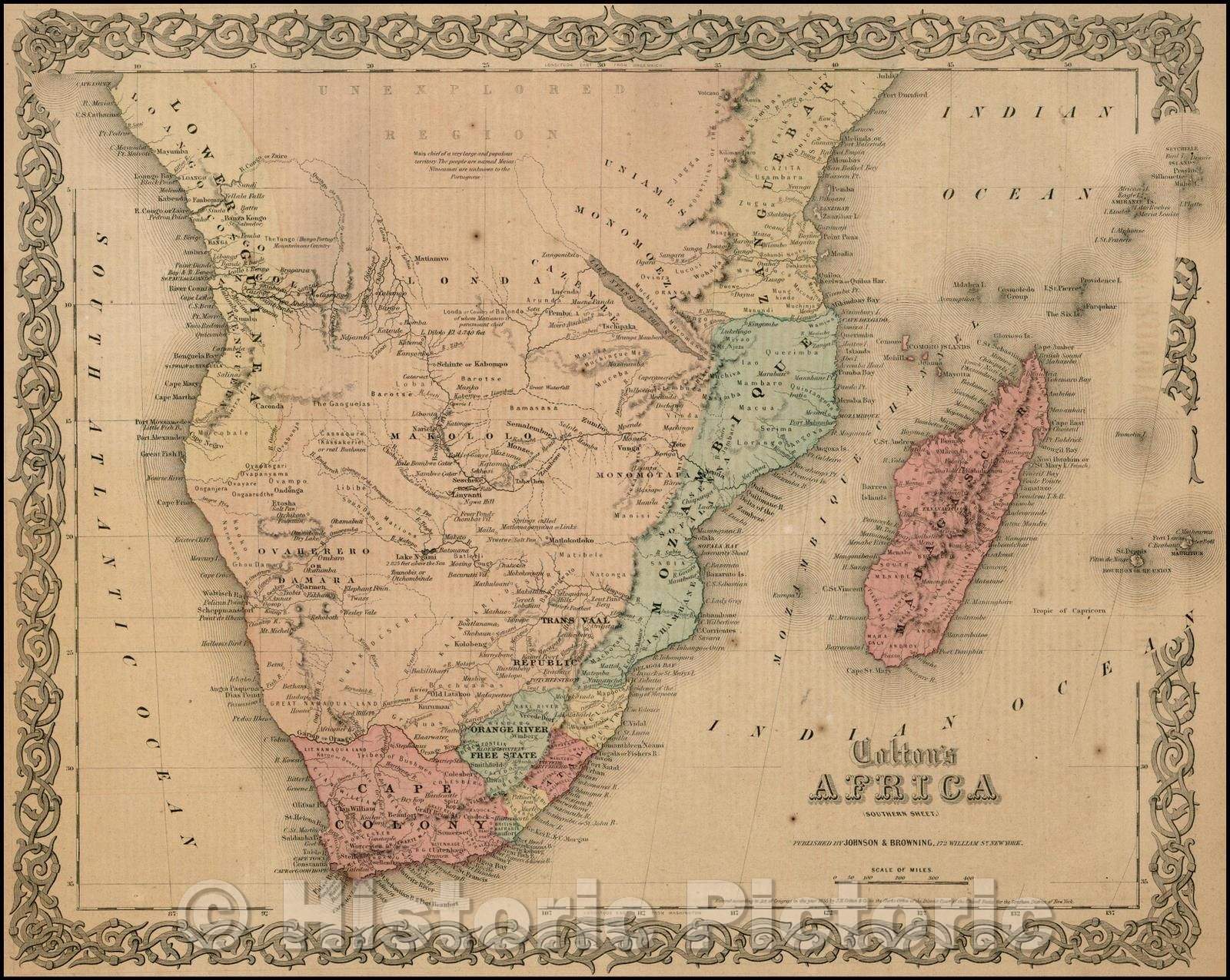 Historic Map - Africa [Southern Sheet], 1849, Joseph Hutchins Colton - Vintage Wall Art