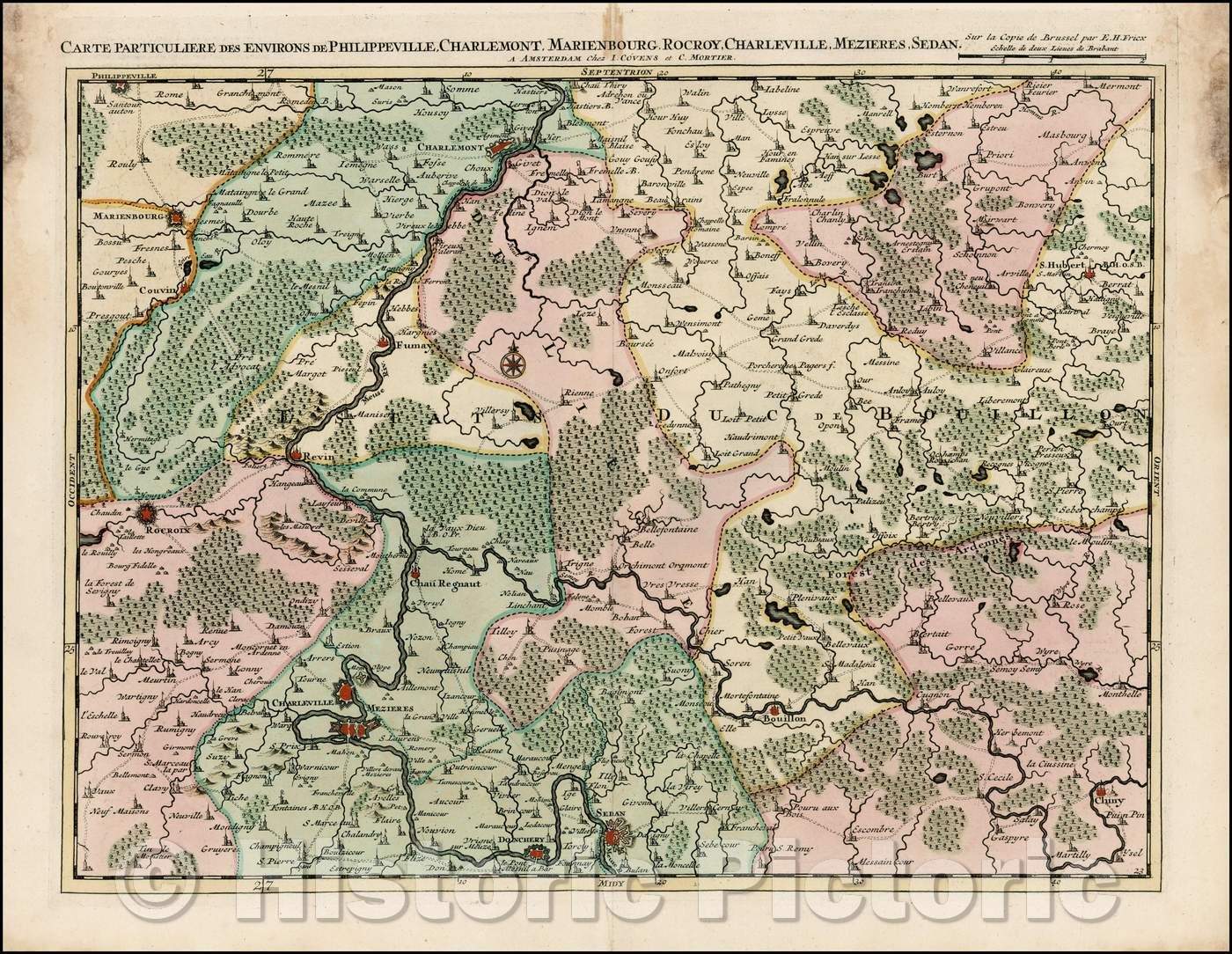 Historic Map - Carte Particuliere Des Environs Philippevile, Charlemont, Marinbourg, Rocr :: Particuliere Philippevile Surroundings, Charlemont, Marinbourg, 1730 - Vintage Wall Art