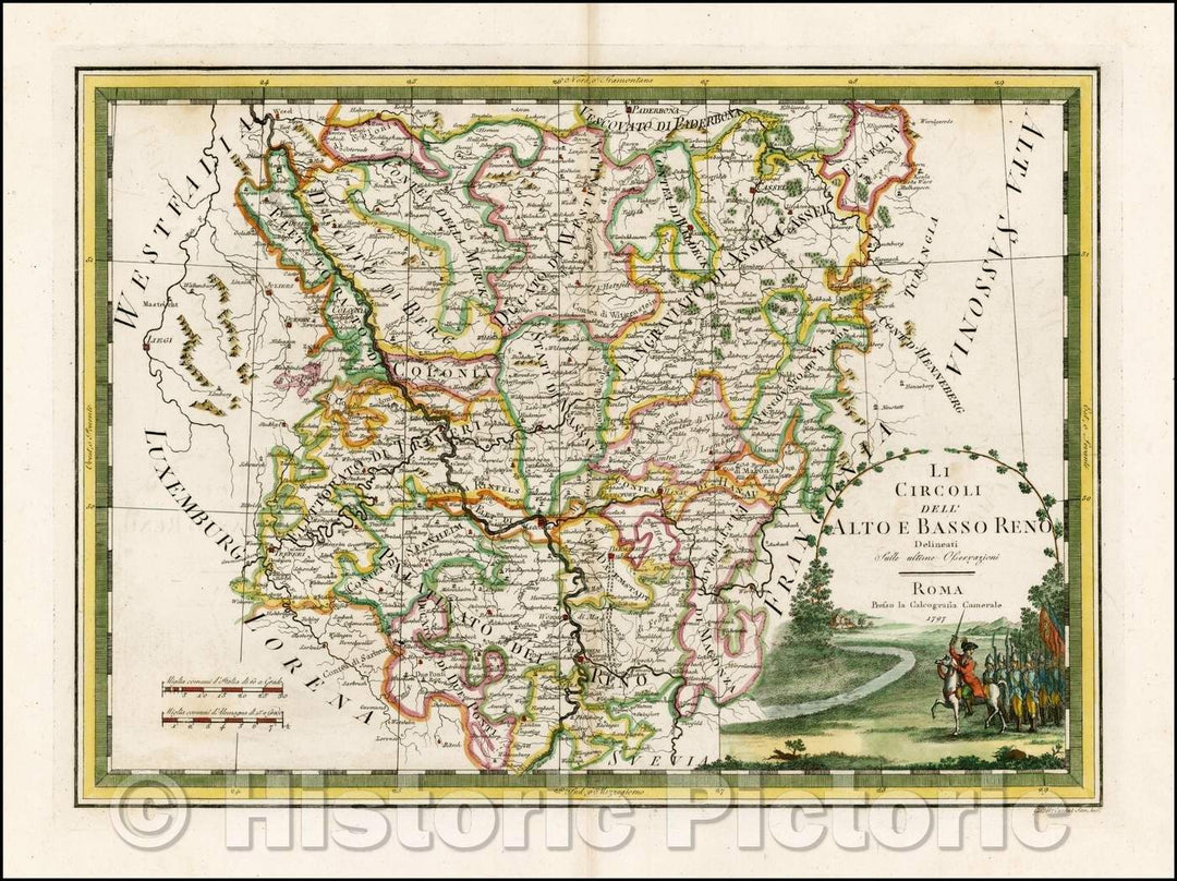 Historic Map - Li Circoli Dell' Atlo e Basso Reno .1797/Li Circles Dell 'ATLO and Lower Rhine.1797, 1797, Giovanni Maria Cassini - Vintage Wall Art