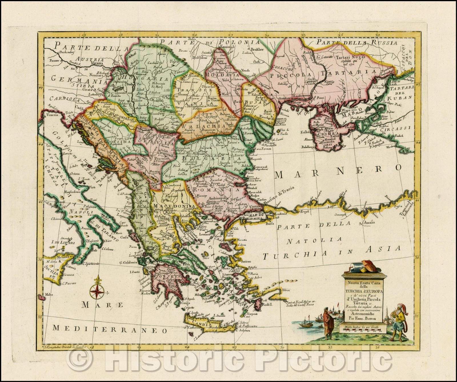 Historic Map - Nuova Esatta Carta dell Turchia d'Europa e de vicini Paesi d'Ungheria, Piccola Tartaria ec. / Map of the Turkey and contiguous Regions, 1755 - Vintage Wall Art