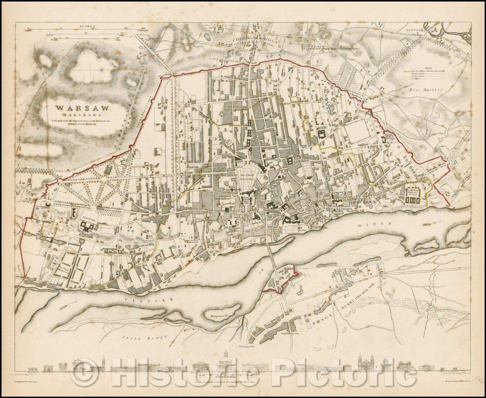 Historic Map - Warsaw Warszawa, 1831, SDUK v1