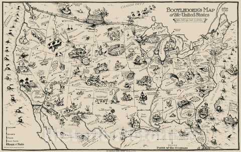 Historic Map - Bootlegger's Map of the United States, 1928, Edward Gerstell McCandlish - Vintage Wall Art