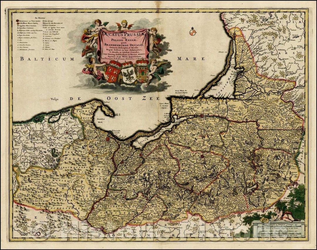 Historic Map - Ducatus Prussiae tam Polono Regiae quam Brandenburgo Ducalis Correcta Descriptio/De Wit Map of Poland, Prussia and the Baltic Regions, 1698 - Vintage Wall Art