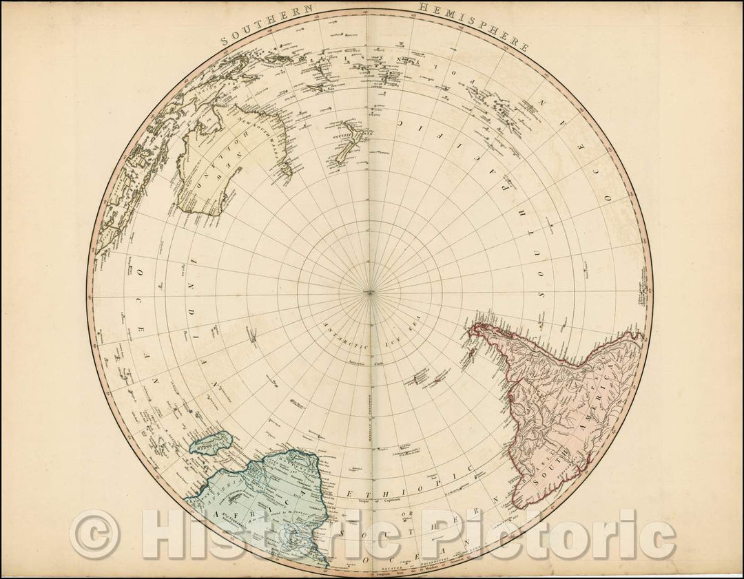 Historic Map - Southern Hemisphere, 1790, William Faden - Vintage Wall Art