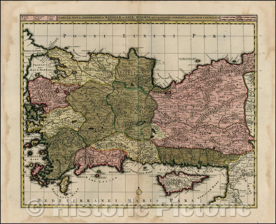 Historic Map - Tabula Nova Geographica Natoliae et Asiae Minoris Accuratissime Composita :: Nova Natolia the cursor Accuratissime organized, 1705 - Vintage Wall Art