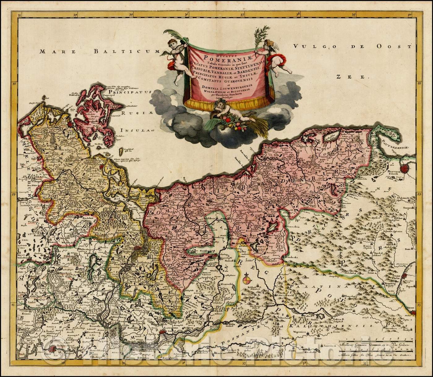 Historic Map - Ducatus Pomeraniae Tabula Generalis in qua sunt Ducatus Pomeraniae/Theodoris Danckerts Map of Poland, Pomerania, etc, 1690 - Vintage Wall Art