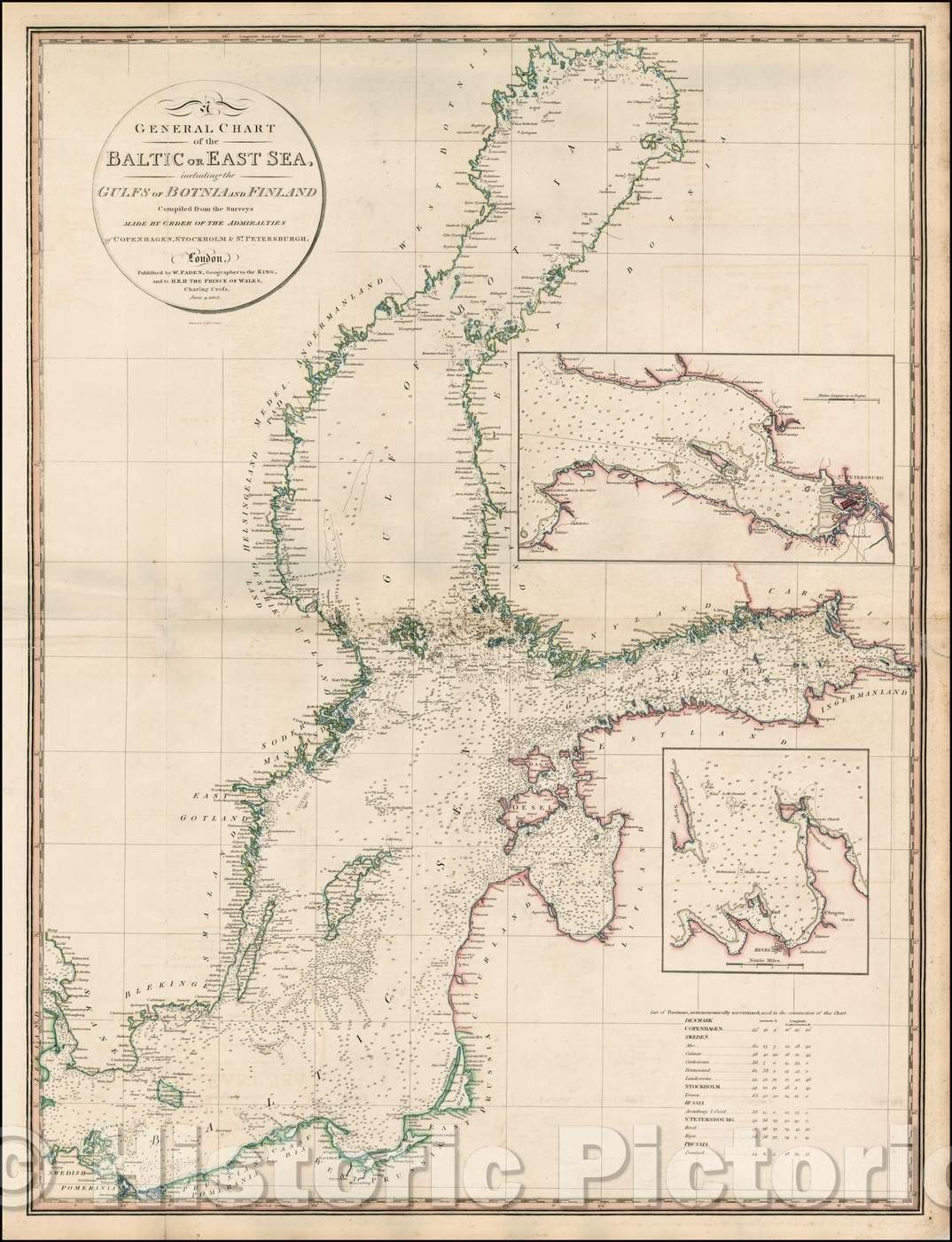 Historic Map - A General Chart of the Baltic or East Sea, including the Gulfs of Botnia and Finland, 1803, William Faden v1