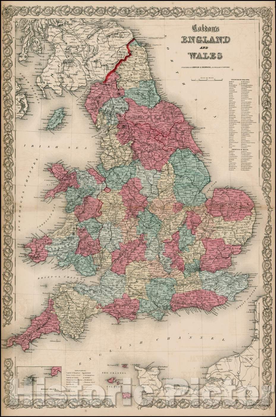 Historic Map - Colton's England and Wales, 1859, Joseph Hutchins Colton - Vintage Wall Art