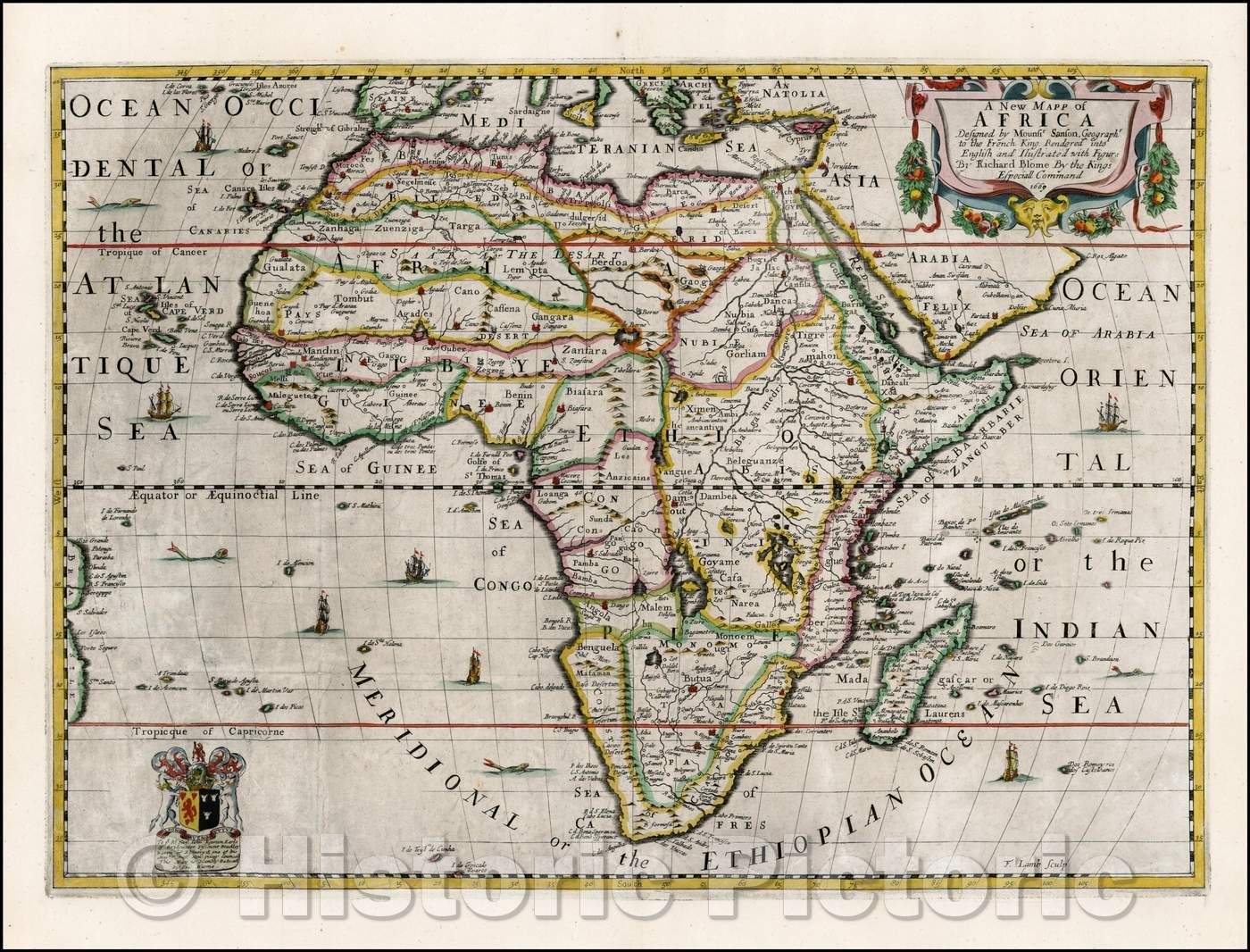 Historic Map - A New Mapp of Africa, 1669, Richard Blome - Vintage Wall Art