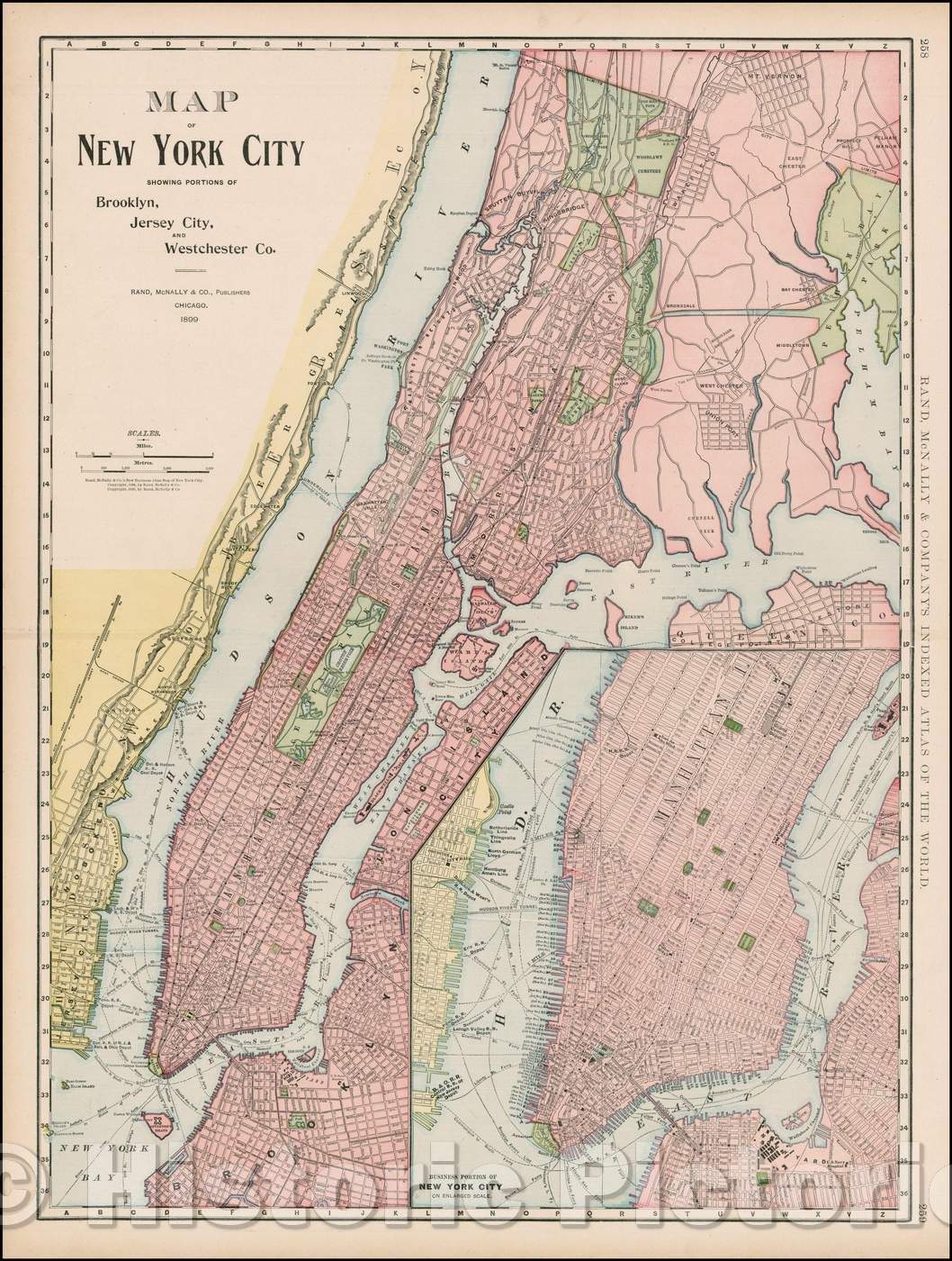 Historic Map - Map of New York City, Brooklyn, Jersey City, and Westchester Co, 1899, Rand McNally & Company v1