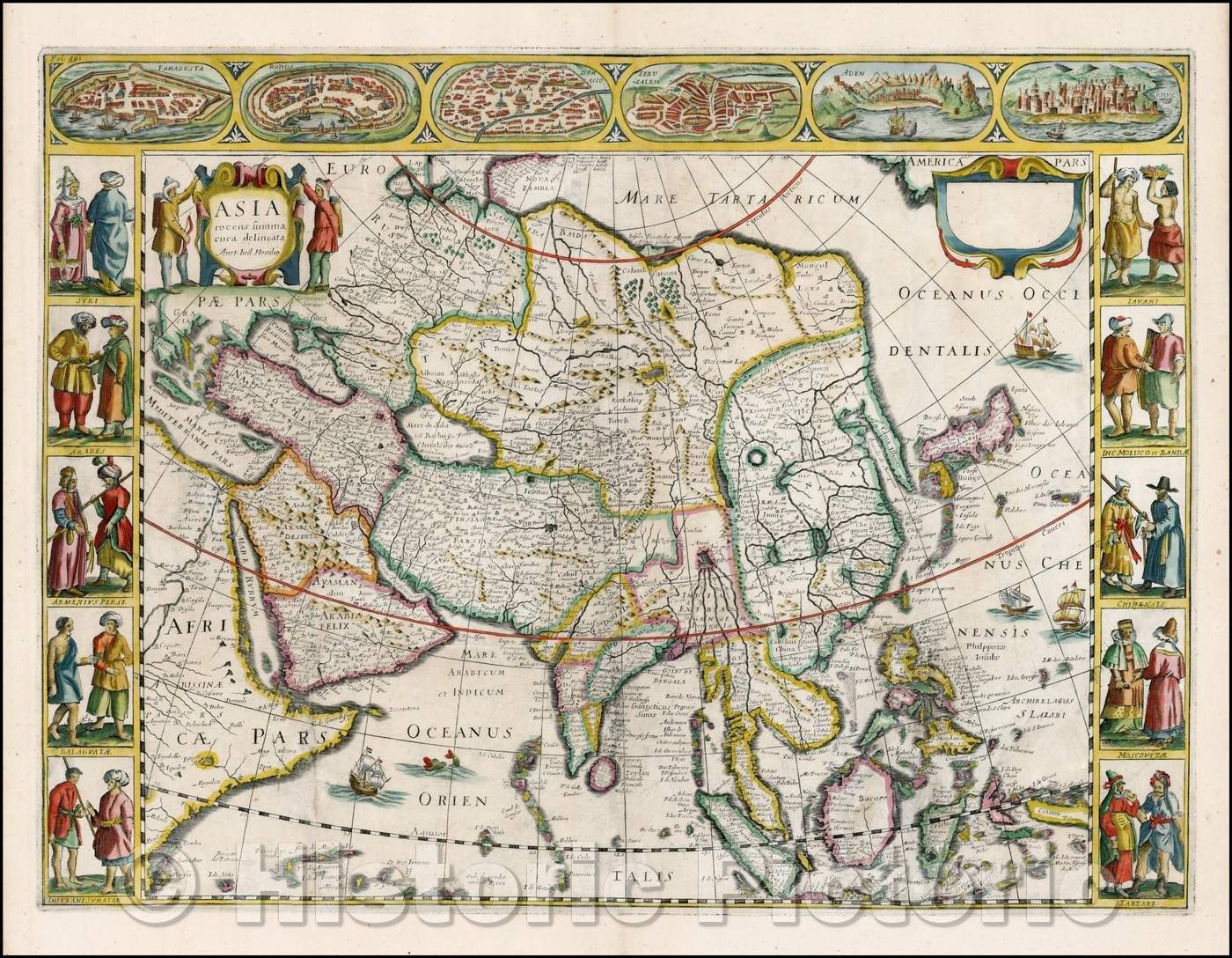 Historic Map - Asia recens summa cura delineata Auct. Jud Hondio, 1659, Jodocus Hondius - Vintage Wall Art