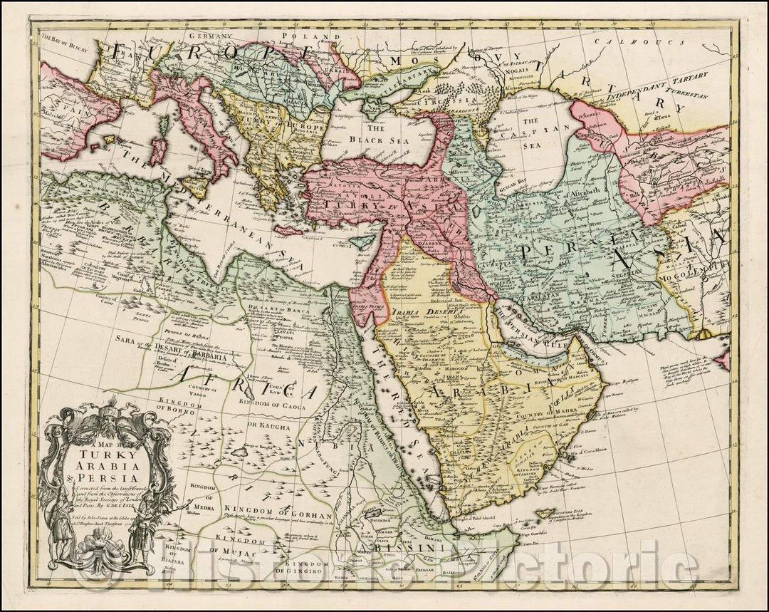 Historic Map - A Map of Turky, Arabia And Persia. Corrected from the latest Travels, 1719, John Senex - Vintage Wall Art