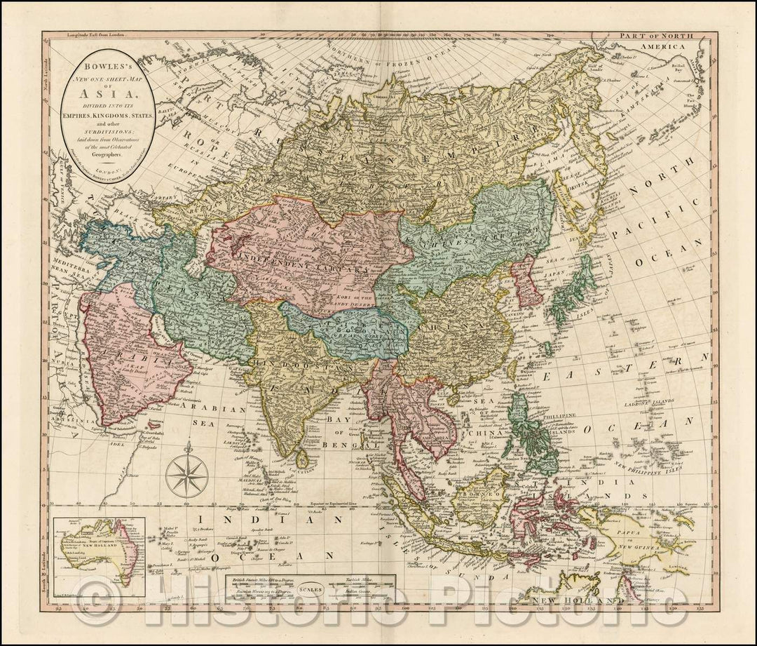 Historic Map - Bowles New One Sheet Map of Asia, Divided into its Empires, Kingdoms, States and Other Subdivisions, 1794, Carrington Bowles - Vintage Wall Art