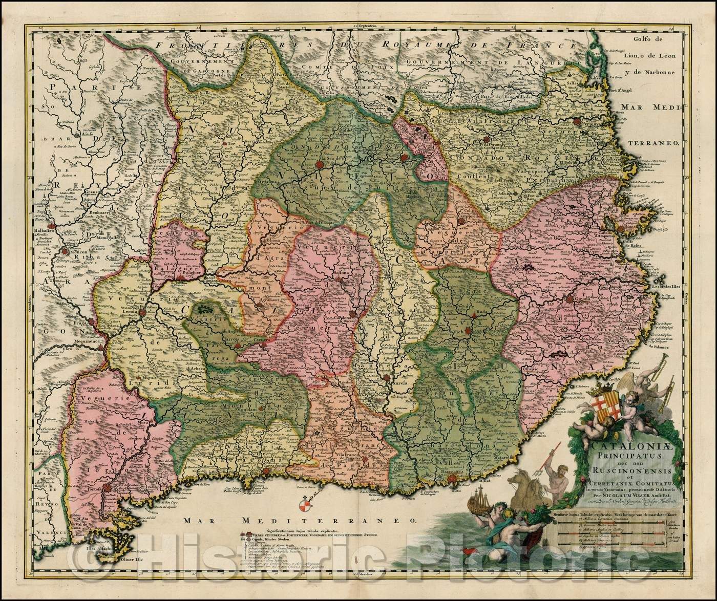 Historic Map - Cataloniae Principatus et Ruscinonensi et Cerretaniae in eorum Vicariatus peraccurate Distincti, 1690, Nicolaes Visscher I v1