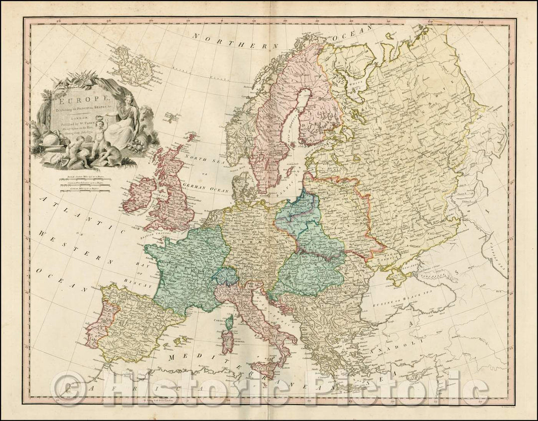 Historic Map - Europe, Exhibiting its Principal States, 1791, William Faden v1