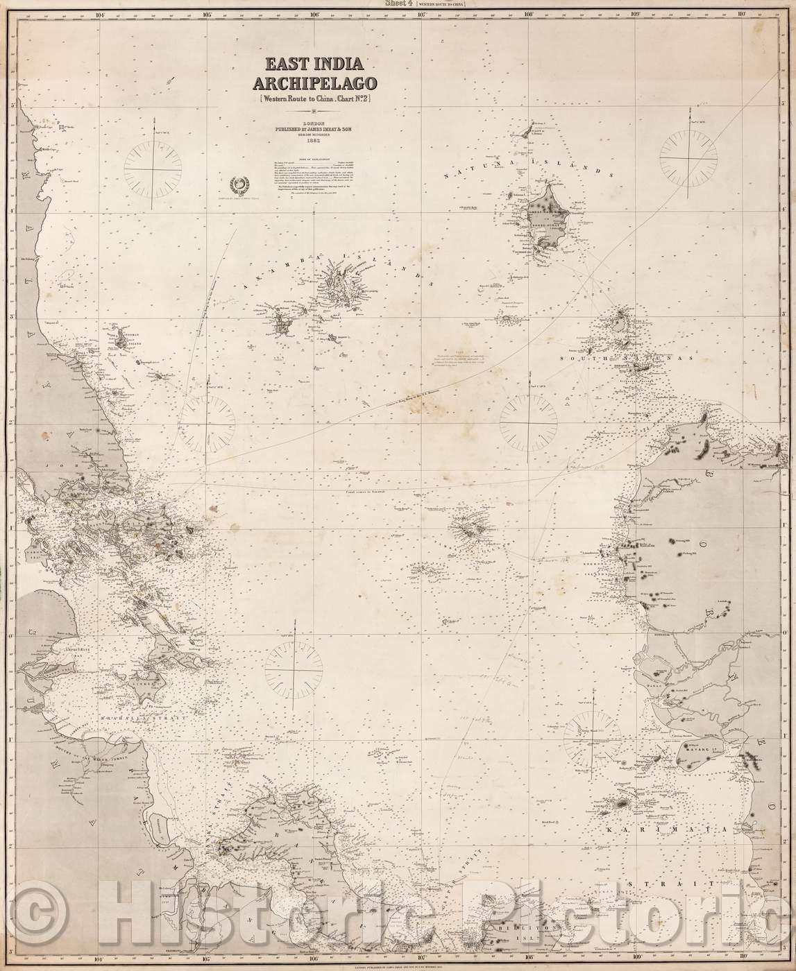 Historic Map - East India Archipelago [Western Route to China. Chart No. 2], 1882, James Imray & Son - Vintage Wall Art