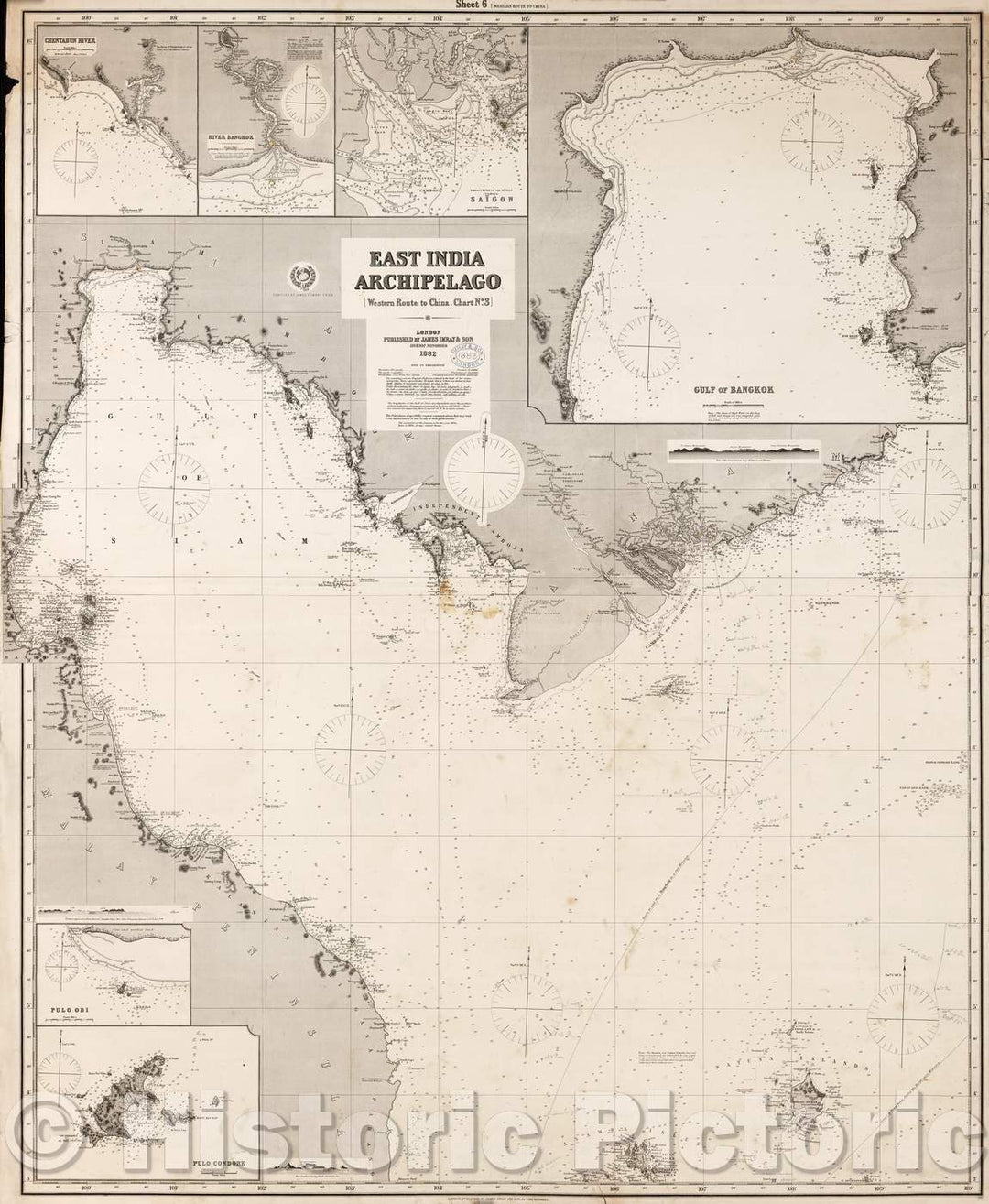 Historic Map - East India Archipelago [Western Route to China. Chart No. 3], 1882, James Imray & Son - Vintage Wall Art