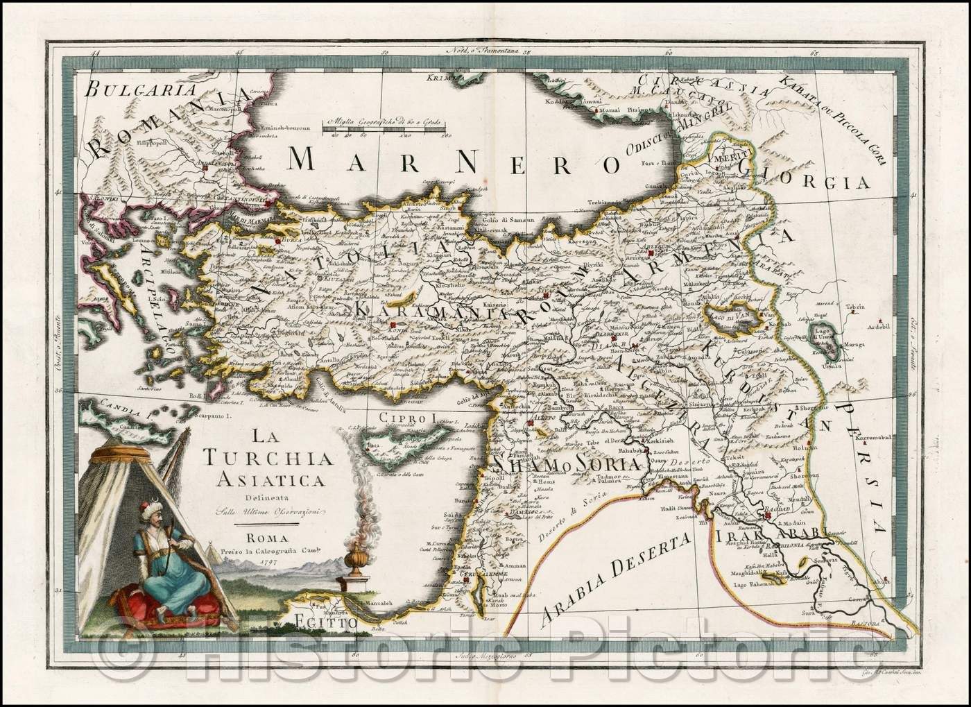 Historic Map - La Turchia Asiatica/Map of Cyprus, Asia Minor, the Black Sea, Armenia, Kurdistan, Irak Arabi, Algezira, etc, 1797, Giovanni Maria Cassini - Vintage Wall Art