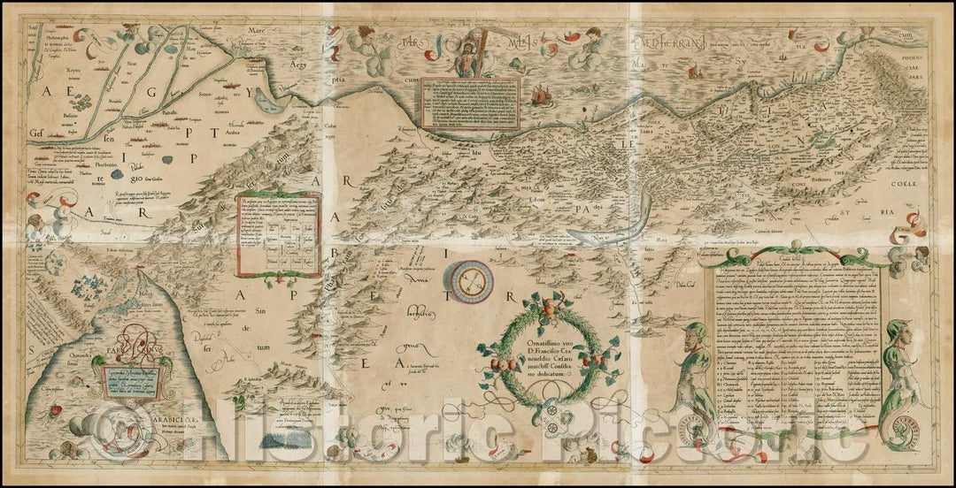 Historic Map - Candido lectori S. Palestinam hanc, et in eam per Arabicas petras ex Aegypto Hebreorum iter ex Zieglero, 1537 - Vintage Wall Art