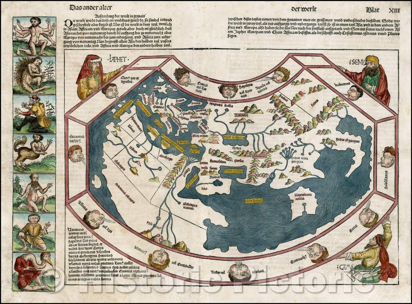 Historic Map - Das Ander Alter der Werlt (Map of the World)/The age of the other Werlt (Map of the World), 1493, Hartmann Schedel - Vintage Wall Art