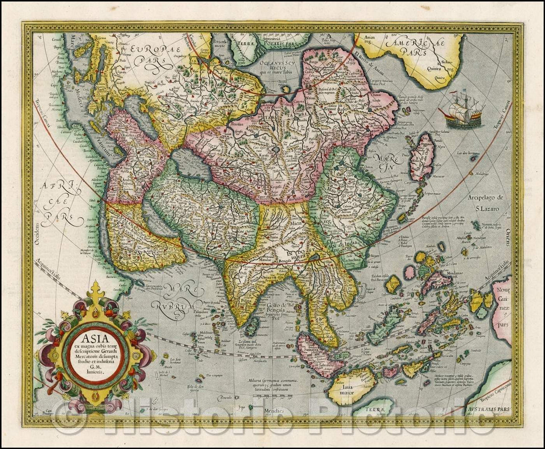 Historic Map - Asia ex magna orbis terre descriptionie Gerardi Mercatori Desumpta studio et industria, 1595, Gerhard Mercator v2