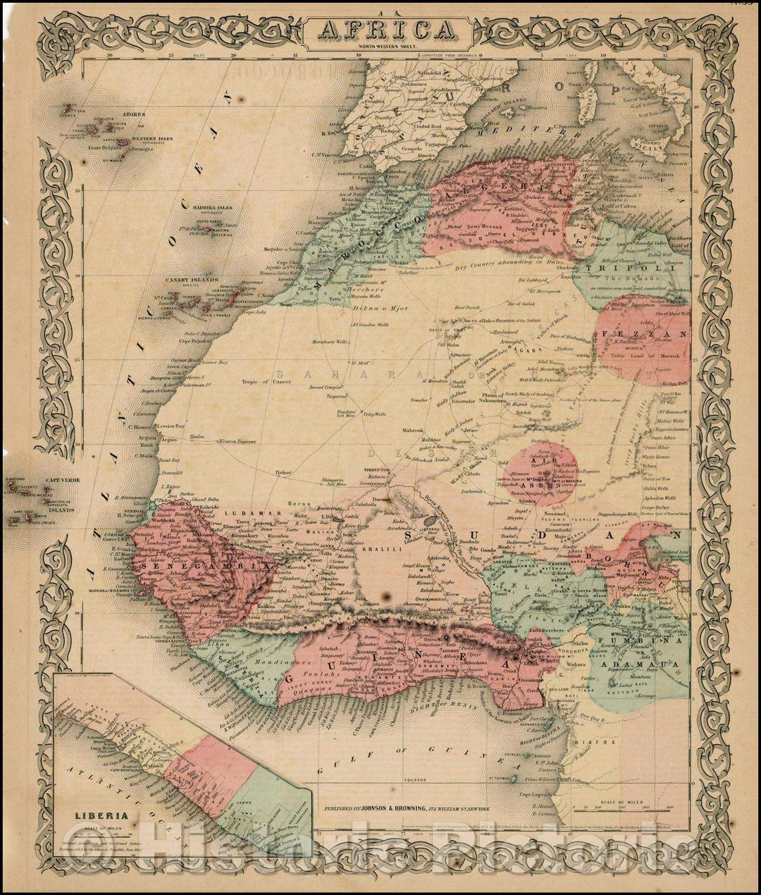 Historic Map - Africa [North Western Sheet], 1859, Joseph Hutchins Colton - Vintage Wall Art