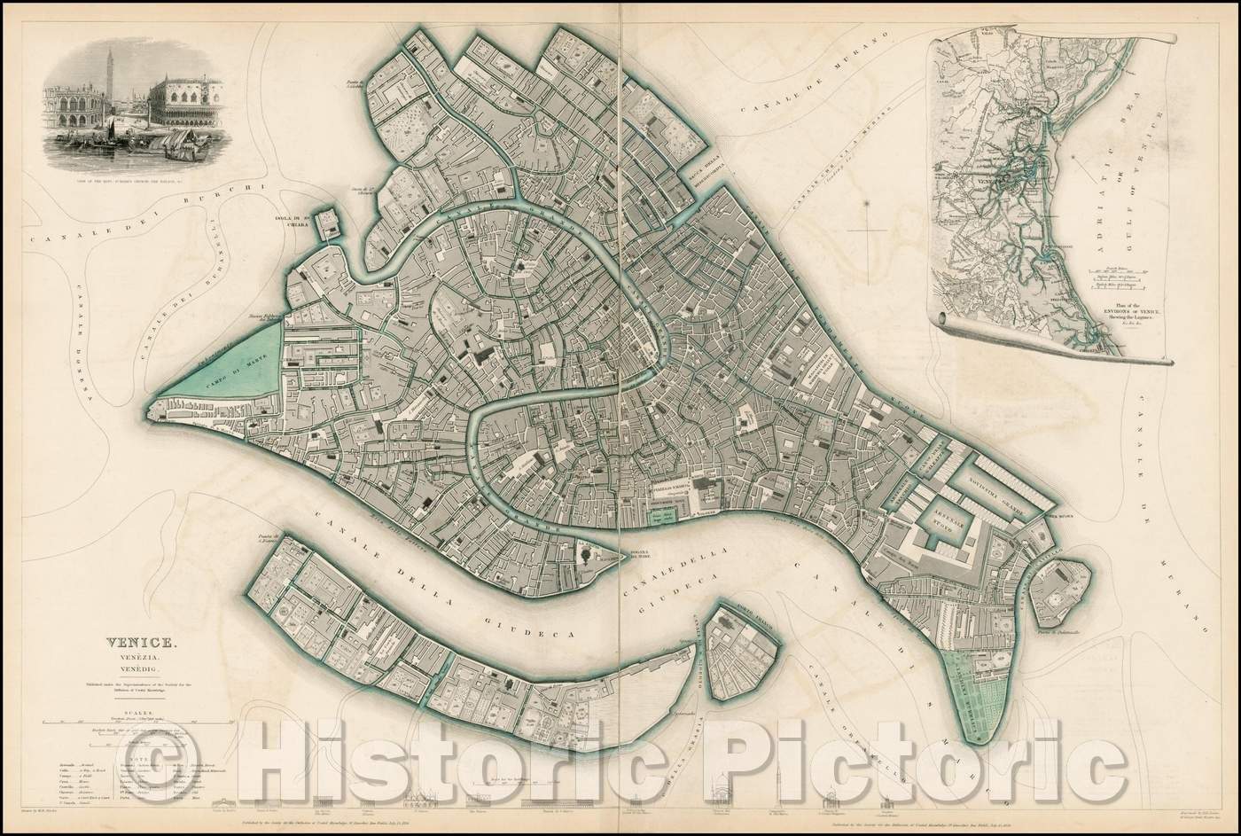 Historic Map - Venice Venezia. Venedig, 1838, SDUK v1