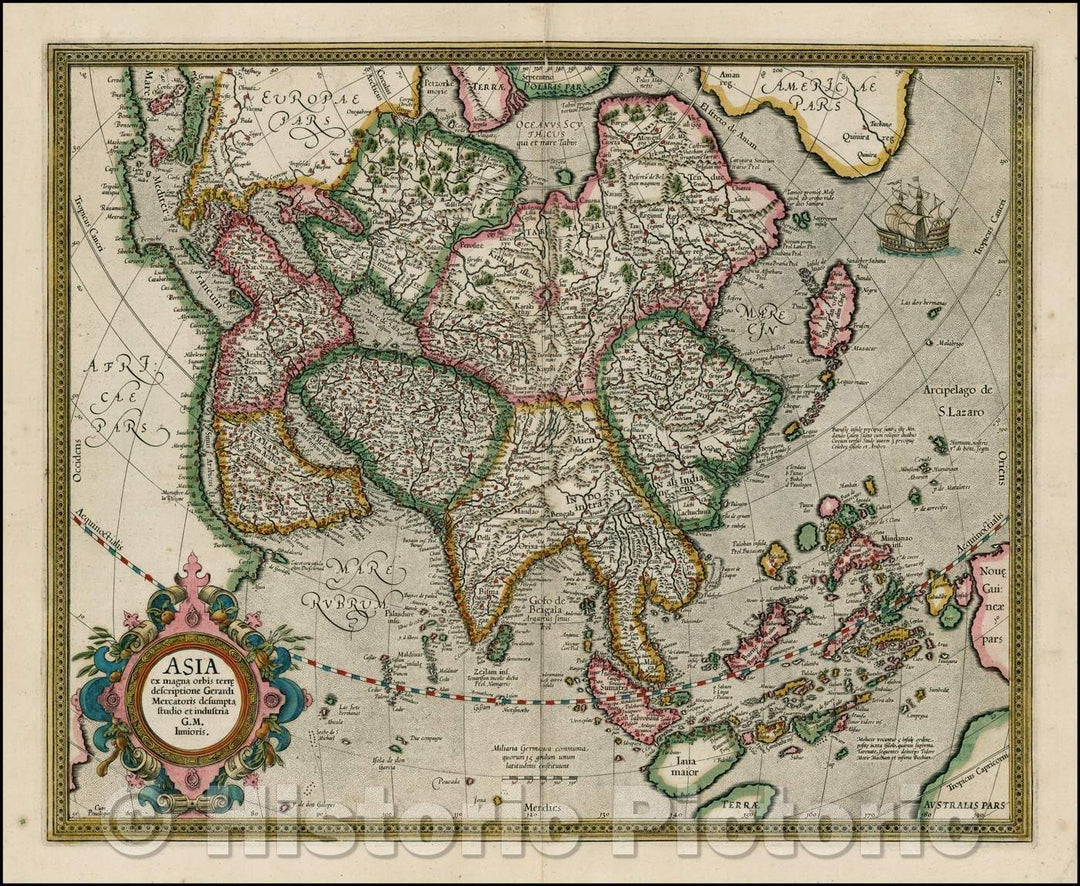 Historic Map - Asia ex magna orbis terre descriptionie Gerardi Mercatori Desumpta studio et industria, 1595, Gerhard Mercator v3