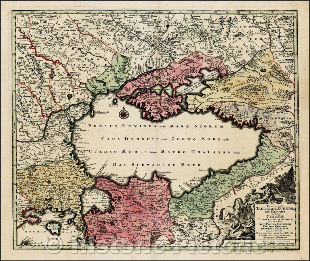 Historic Map - Nova et Accurata Tartariae Europae :: And in particular, the new and the Accurata Tartariae Crimeae deliniatarum of Europe, 1730, Matthaus Seutter - Vintage Wall Art