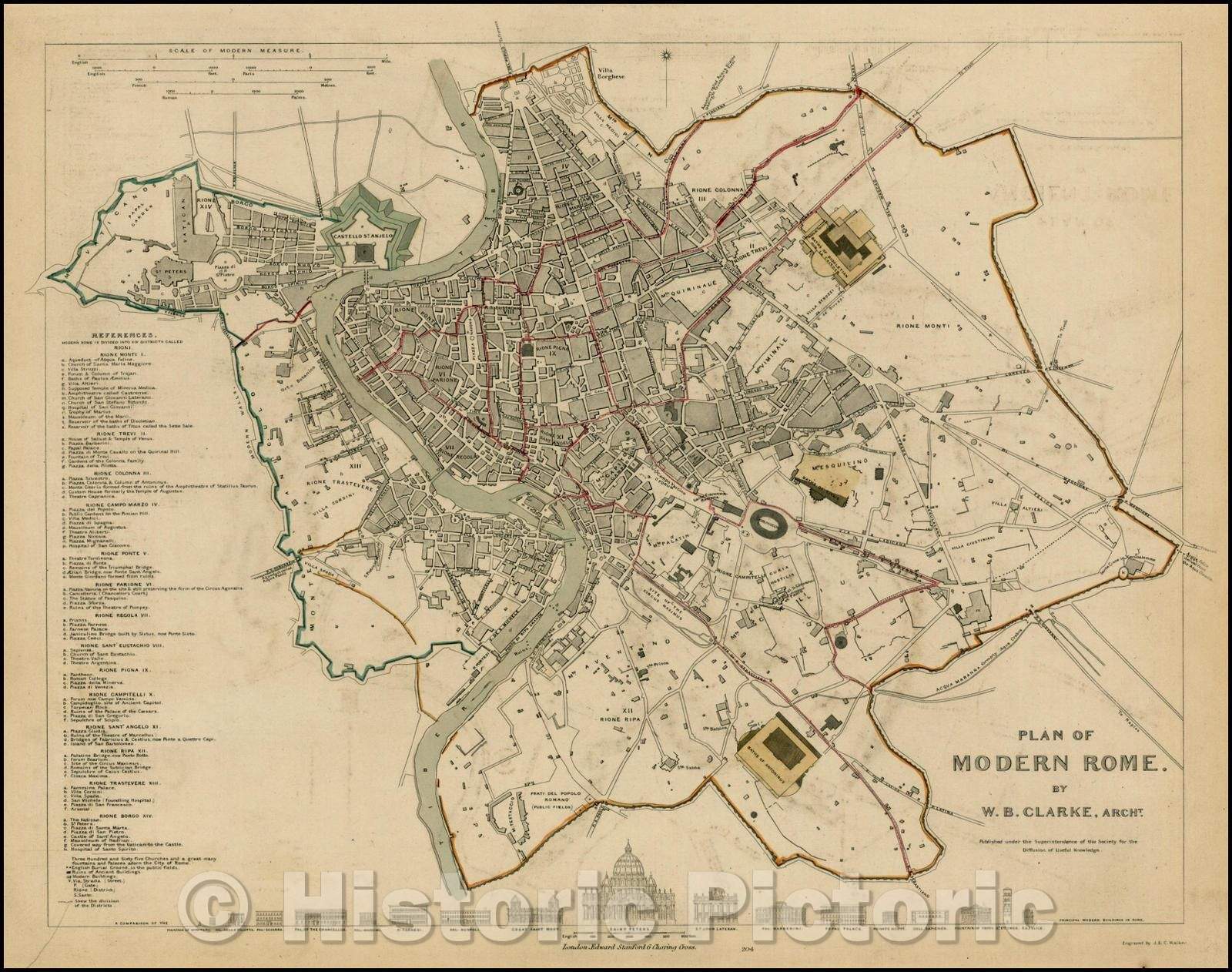 Historic Map - Plan of Modern Rome, 1830, SDUK v1