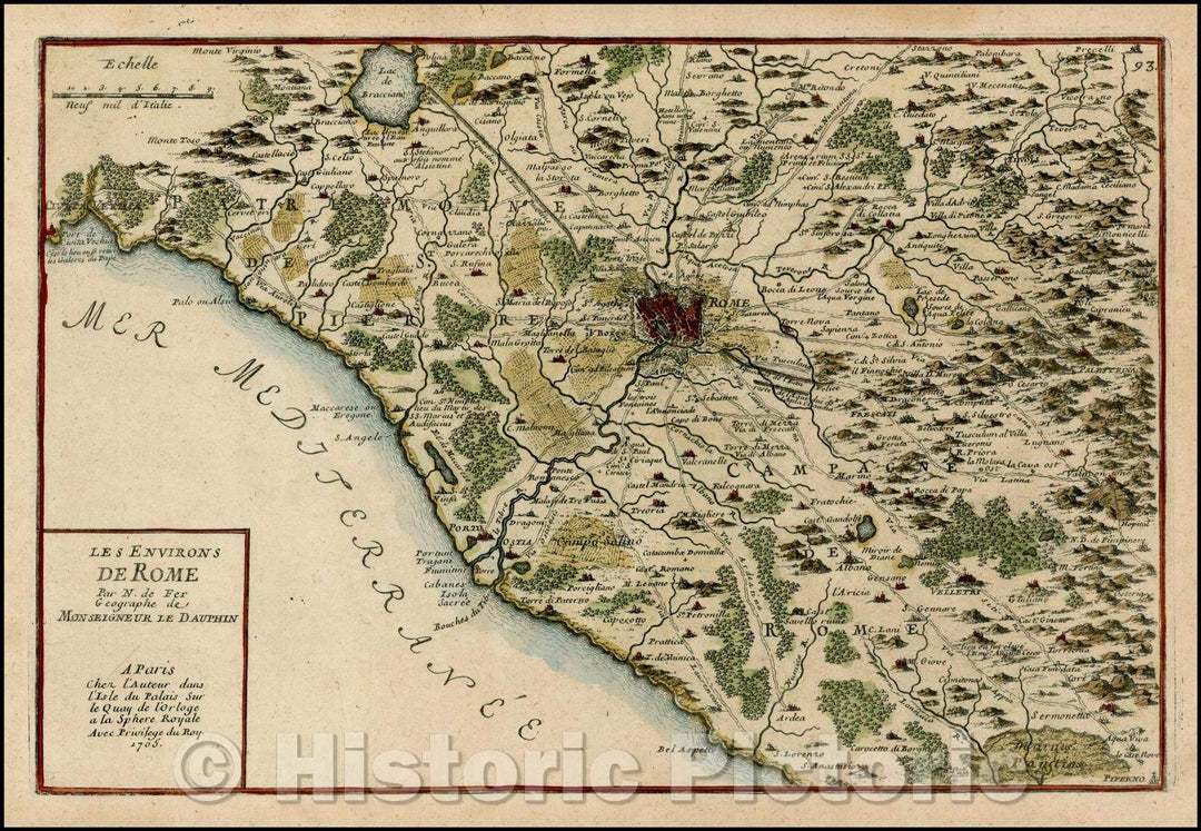 Historic Map - Les Environs de Rome, 1705, Nicolas de Fer v1