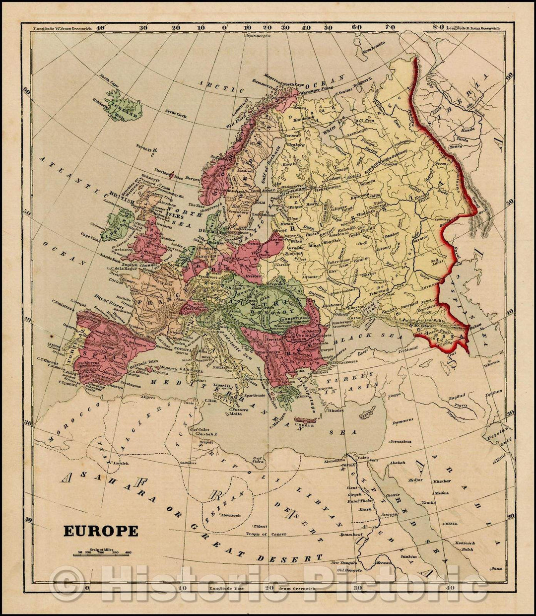 Historic Map - Europe, 1856, Charles Morse - Vintage Wall Art