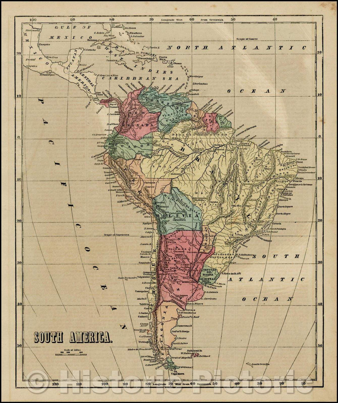 Historic Map - South America, 1856, Charles Morse - Vintage Wall Art