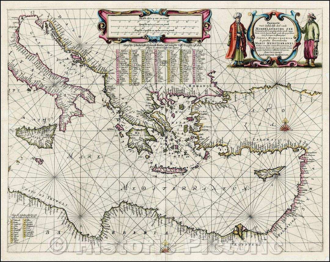 Historic Map - Pascaarte vande Zee custen van Guinea, en Brasilia :: Van Keulen's Sea Chart of Brazil, West Coast of Africa, South Atlantic Ocean, 1650 - Vintage Wall Art