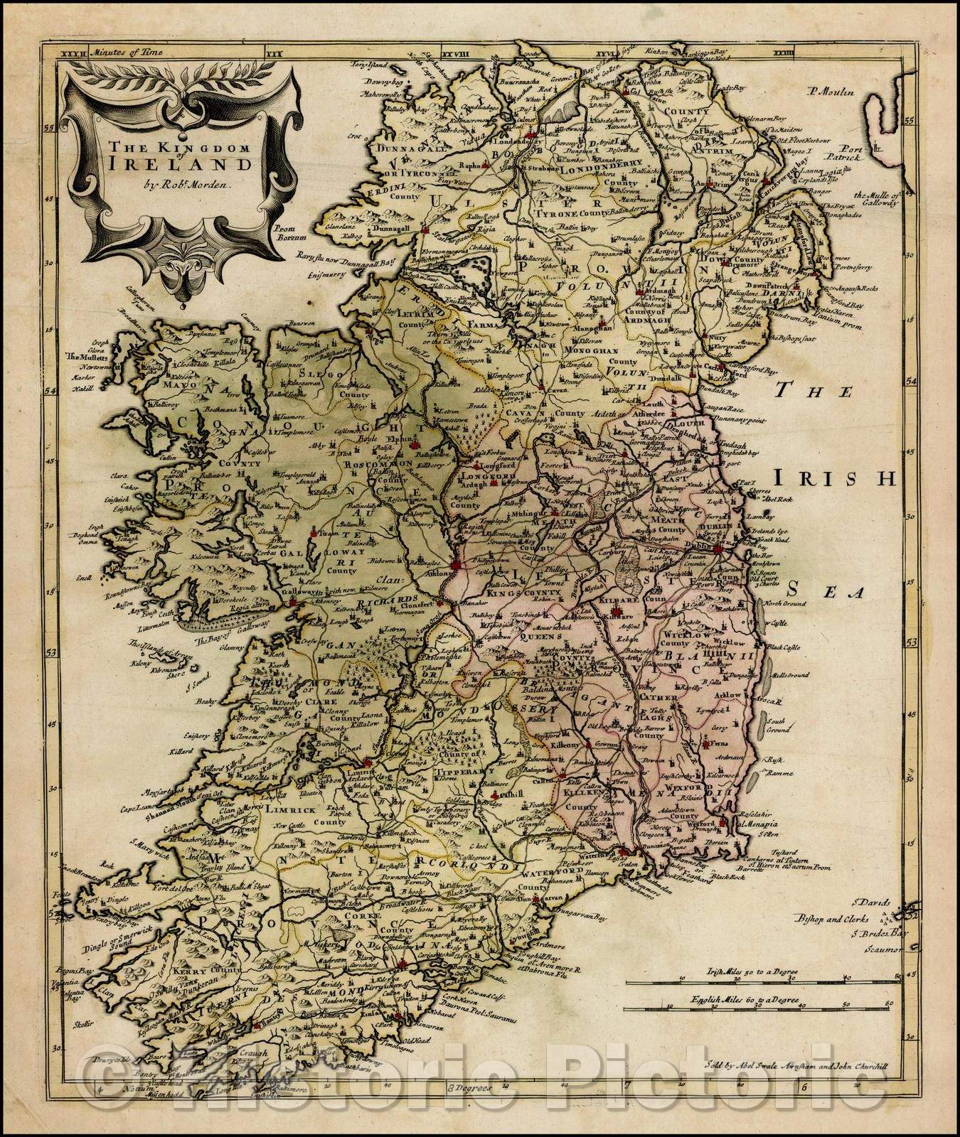 Historic Map - The Kingdom of Ireland, 1695, Robert Morden v2