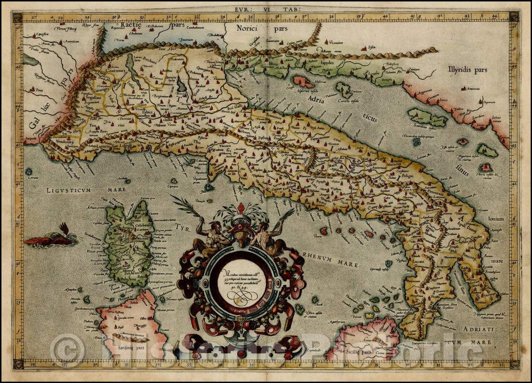 Historic Map - Eur: VI Tab: (Italy, Corsica, Sardinia)/Eur: Table VI: (Italy, Corsica, Sardinia), 1578, Gerard Mercator - Vintage Wall Art