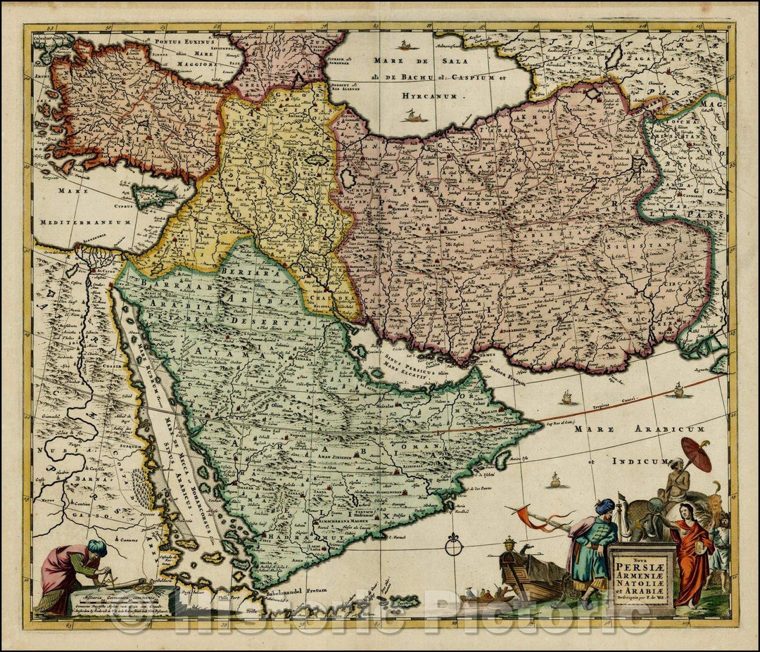 Historic Map - Nova Persiae Armeniae Natoliae et Arabiae shows Cyprus, 1680, Frederick De Wit v3