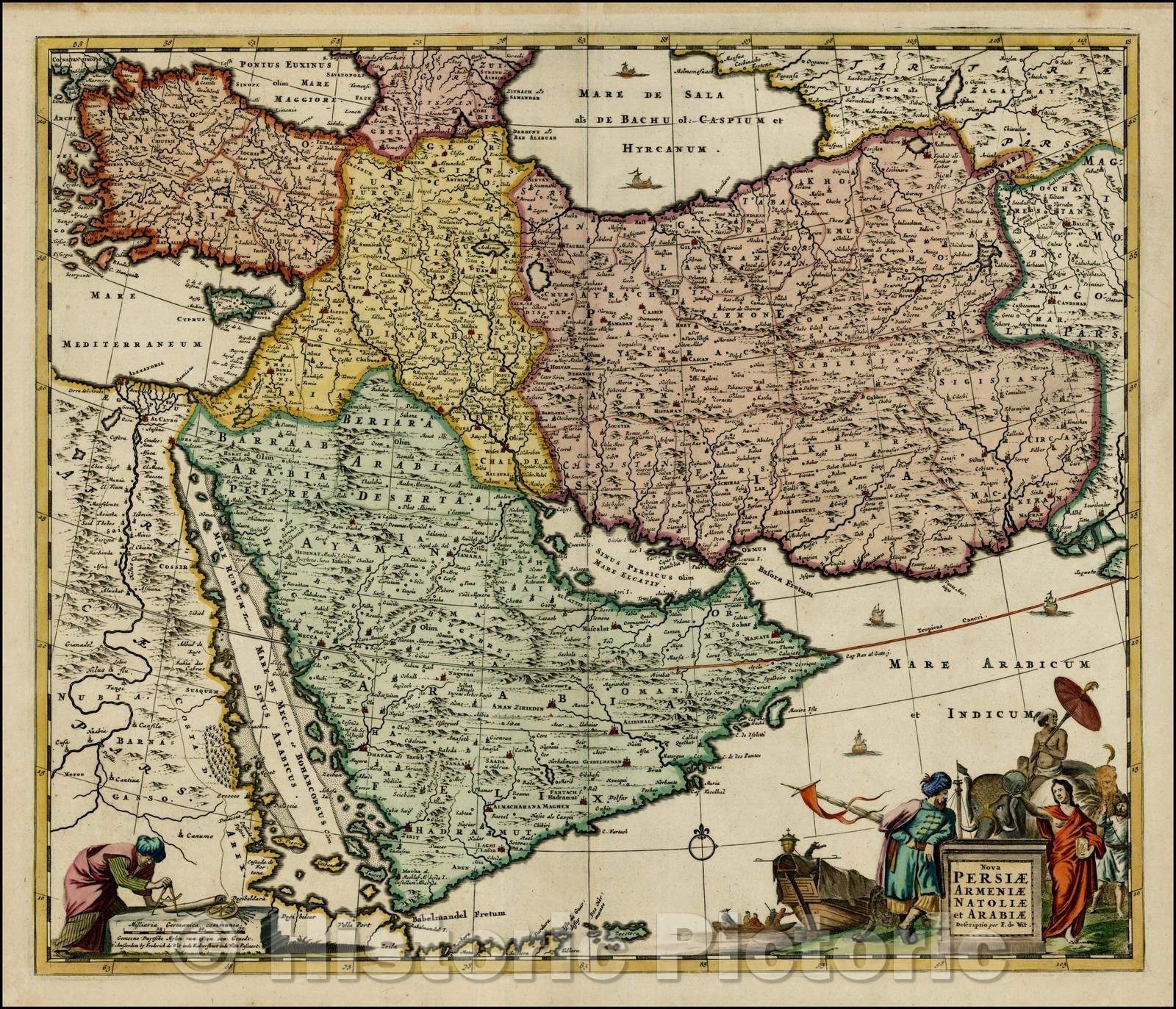 Historic Map - Nova Persiae Armeniae Natoliae et Arabiae shows Cyprus, 1680, Frederick De Wit v3