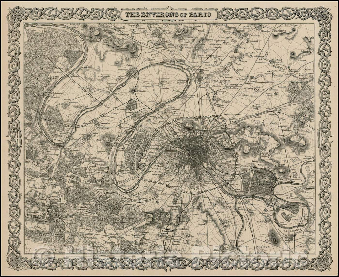 Historic Map - The Environs of Paris, 1864, Joseph Hutchins Colton v2