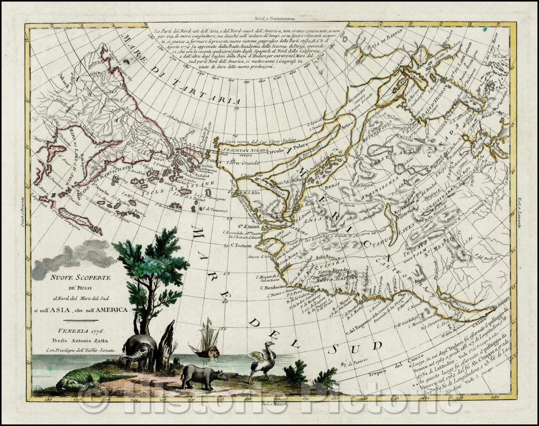 Historic Map - Nuove Scoperte de' Russi al Nord del Mare del Sud si nell'Asia, che nell'America, 1776, Antonio Zatta v2